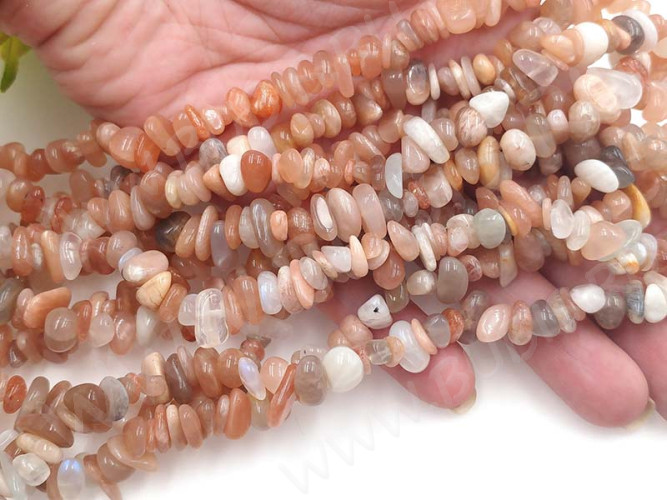 Крошка (галтовка) каменная 176 6-10мм Солнечный камень натуральный (камни) (нить 43-45см)