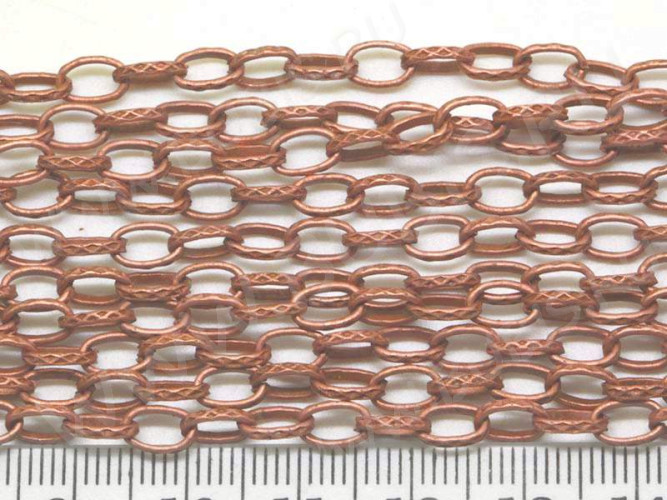 Цепочка I001 с узором звено 7*4,5мм светлая античная медь (Iron) (50см)