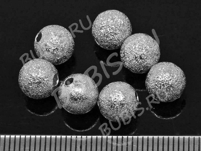 Бусина Шарик металлический "сахарный" 8мм цвет платины (Brass) (10шт.)
