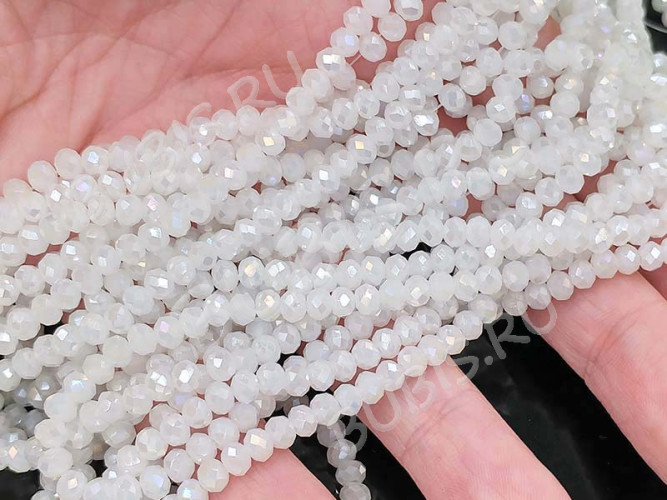 (СКИДКИ!!!) Бусина Абакус гранёный 6*6*4,5мм Хрусталь белый С ГЛЯНЦЕМ полупрозрачный (имитация Сваровски) (10шт.)