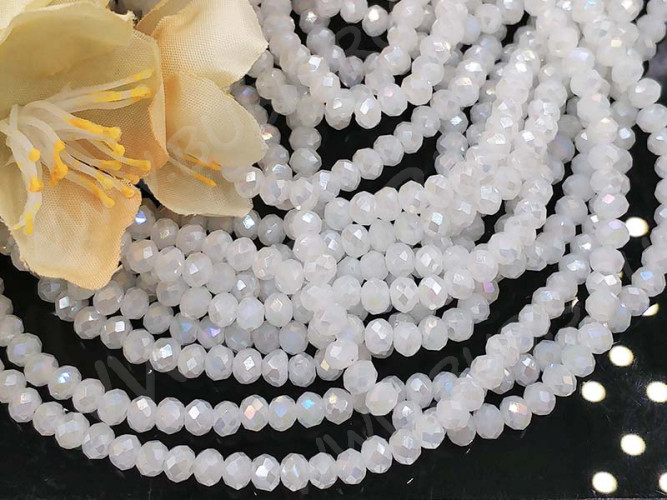 (СКИДКИ!!!) Бусина Абакус гранёный 6*6*4,5мм Хрусталь белый С ГЛЯНЦЕМ полупрозрачный (имитация Сваровски) (10шт.)