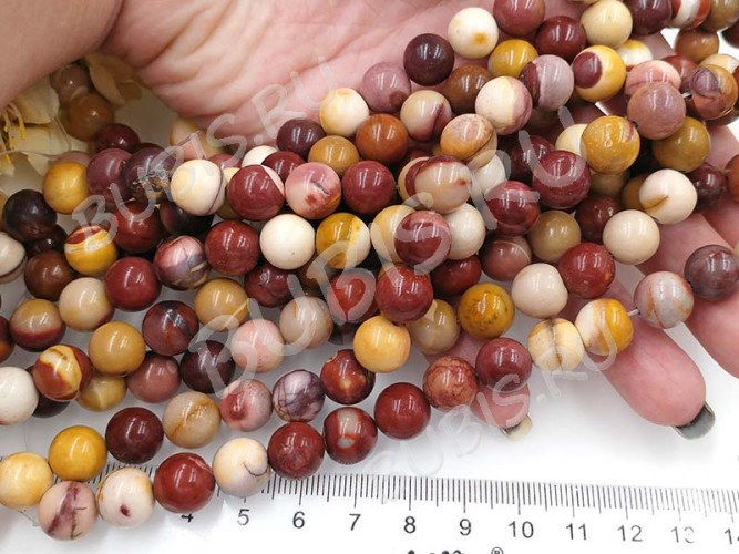 (СКИДКИ!!!) Бусина округлая 10мм Яшма Мукаит (камни) (10шт)