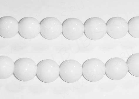 (ОПТ) Бусина округлая 12мм Агат белый пресс. (камни) (НИТЬ)