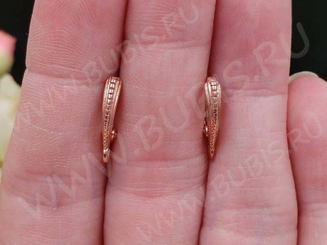 Швензы с английским замком №116 Ёршики 18*11*3мм розовое золото (Brass с позолотой) (1 пара)