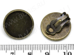 Основы для клипс №14 с сеттингом 16мм 18*18*8,5мм античная бронза (Brass) (1 пара)
