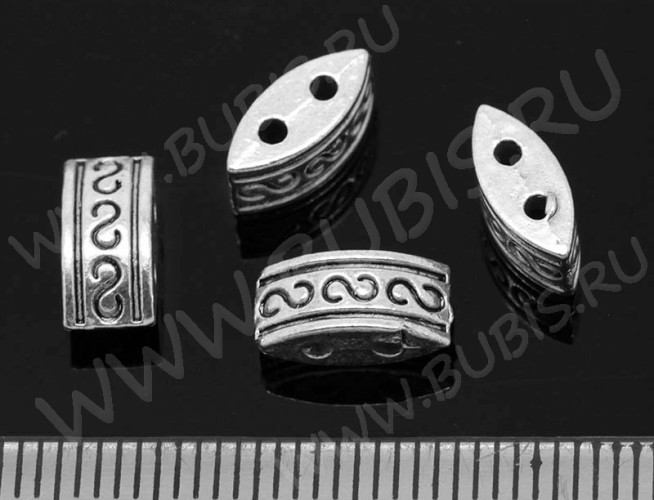 (СКИДКИ!!!) Разделитель 10 на 2 нити 10*4,7*4мм античное серебро (литьё) (10шт.)