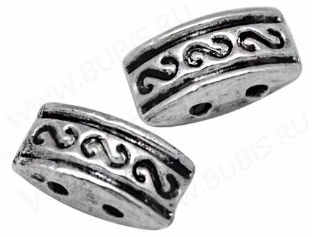 (СКИДКИ!!!) Разделитель 10 на 2 нити 10*4,7*4мм античное серебро (литьё) (10шт.)