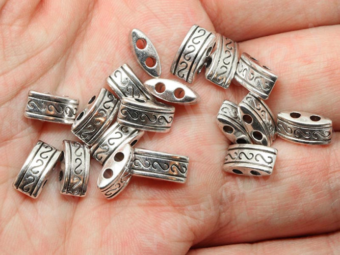 (СКИДКИ!!!) Разделитель 10 на 2 нити 10*4,7*4мм античное серебро (литьё) (10шт.)