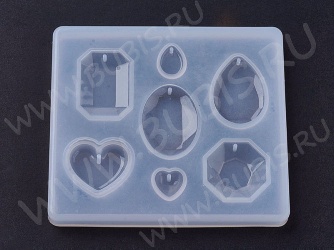Молд 069 для эпоксидной смолы 88*78*7,8мм 7 Подвесок Кулонов (силикон)