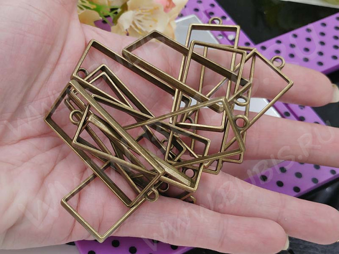 Подвеска Рамка 05 Прямоугольник 49*20*3,6мм античная бронза (литьё)