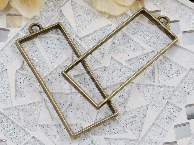 Подвеска Рамка 05 Прямоугольник 49*20*3,6мм античная бронза (литьё)