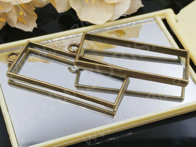 Подвеска Рамка 05 Прямоугольник 49*20*3,6мм античная бронза (литьё)