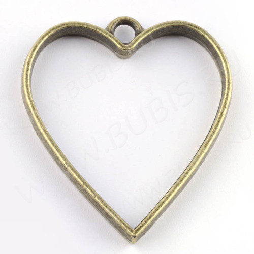 Подвеска Рамка 09 Сердце 34*30*3,7мм античная бронза (литьё)