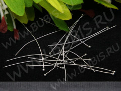 (СКИДКИ!!!) Штифт с ШАРИКОМ 35*0,5мм цвет платины (Brass) (50шт.)