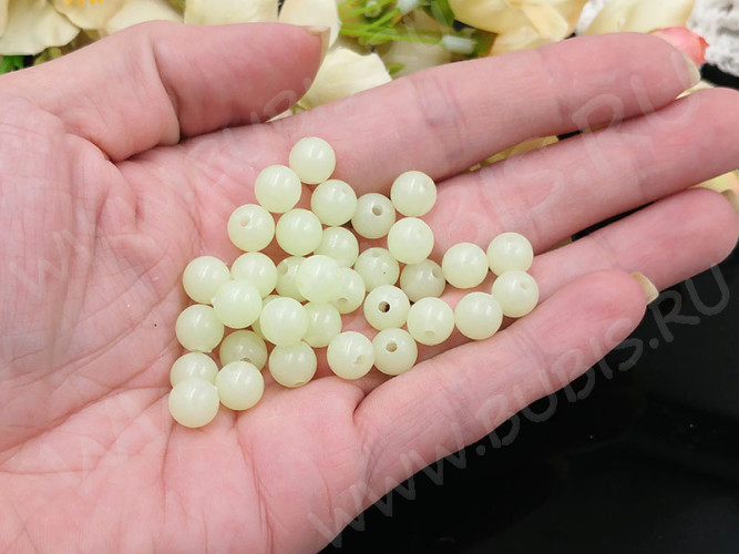 Бусина округлая 59 Шар 8мм СВЕТОНАКОПИТЕЛЬНЫЙ непрозрачный (акрил) (20шт.)
