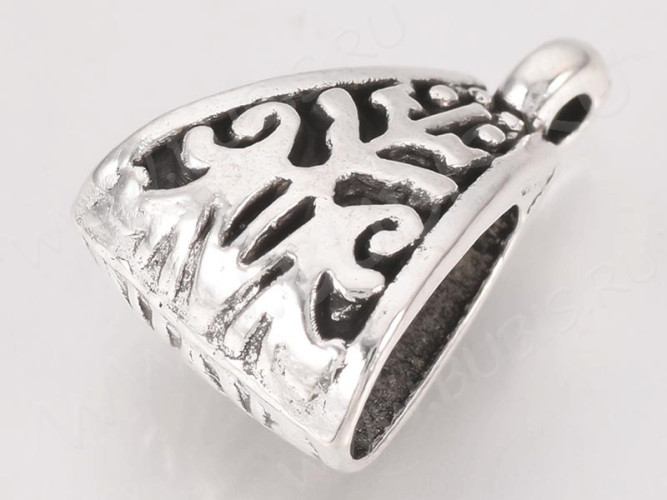 Бусина с петлёй 107 Бейл треугольный 16*11*7мм античное серебро (литьё)