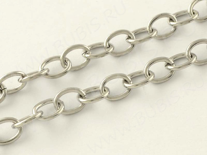 Цепочка S21 Ювелирная сталь 6,5*5,5*1мм цвет платины (Хирургическая сталь) (50см)