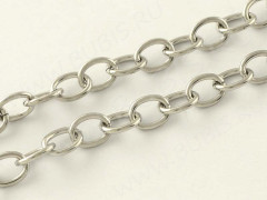 Цепочка S21 Ювелирная сталь 6,5*5,5*1мм цвет платины (Хирургическая сталь) (50см)