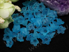 Бусина акрил Цветочек 03 матовый чашечка 12,5*12,5*6,2мм голубо-бирюзовый полупрозрачный (акрил) (10шт.)