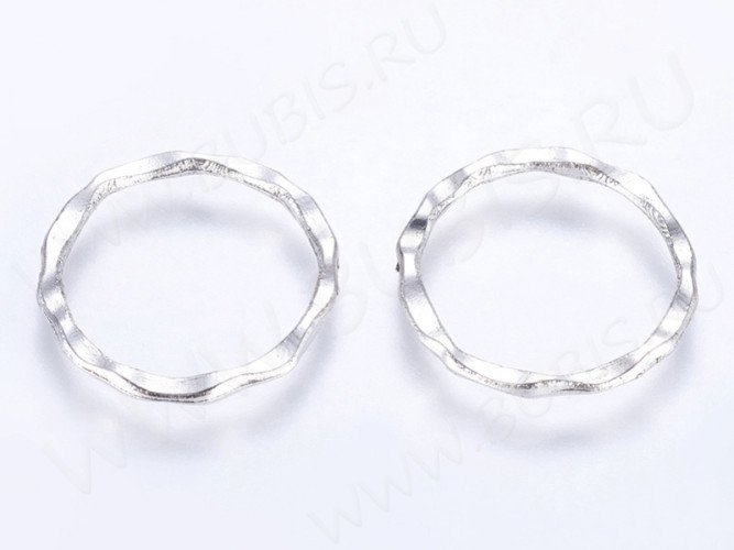 (СКИДКИ!!!) Кольцо декоративное 29 волнистое 22,5*22,5*1,8мм серебристое (литьё) (10шт.)