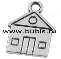 Подвеска Домик 01 двусторонняя 16,5*13*1мм античное серебро (литьё)