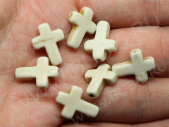 Бусина каменная Крестик 03 Бирюза 16*12*4мм молочный (камни)