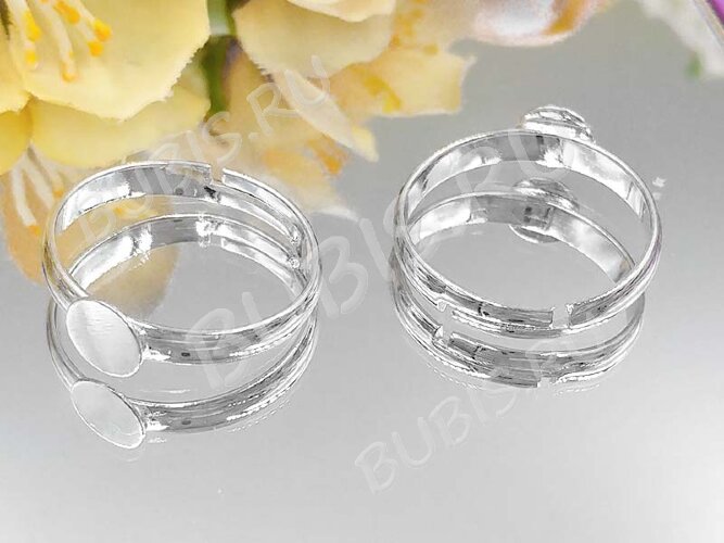 Основа (заготовка) для кольца 083 17мм с платформой 6мм серебристая (Brass)