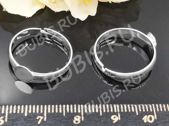 Основа (заготовка) для кольца 083 17мм с платформой 6мм серебристая (Brass)