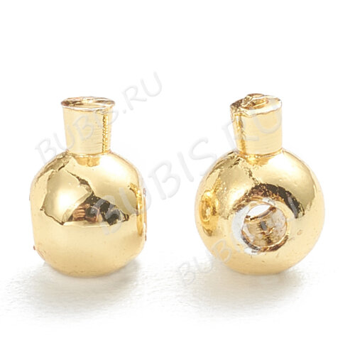 Зажимные бусины 21-G Кримпы One Touch округлые шарики 4,5*3,5*3,5мм золотистые (Brass) (2шт)
