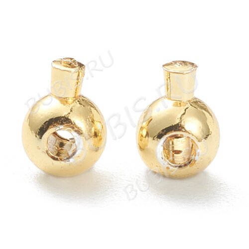 Зажимные бусины 21-G Кримпы One Touch округлые шарики 4,5*3,5*3,5мм золотистые (Brass) (2шт)