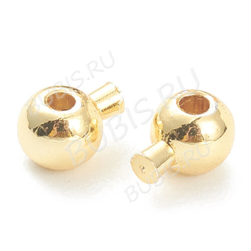 Зажимные бусины 21-G Кримпы One Touch округлые шарики 4,5*3,5*3,5мм золотистые (Brass) (2шт)
