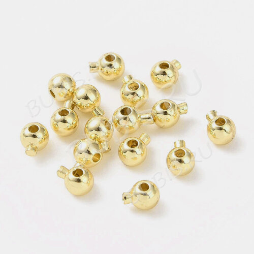 Зажимные бусины 21-G Кримпы One Touch округлые шарики 4,5*3,5*3,5мм золотистые (Brass) (2шт)