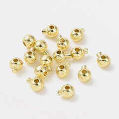 Зажимные бусины 21-G Кримпы One Touch округлые шарики 4,5*3,5*3,5мм золотистые (Brass) (2шт)