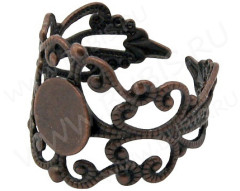 Основа (заготовка) для кольца 046 Ажурная с платформой 8мм 18,5мм античная медь (Brass)