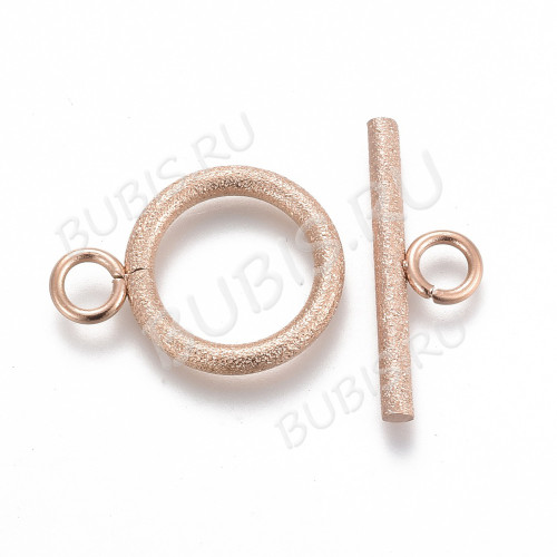 182-RG Тоггл округлый с текстурой 18*14мм и 20*7мм розовое золото (Хирургическая сталь)