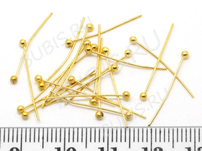 Штифт с ШАРИКОМ 20*0,6мм золотистый (Brass) (50шт) 