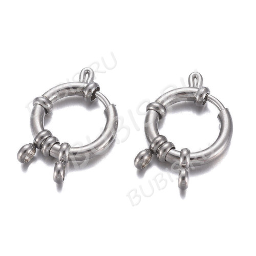 Замочек карабин №123 кольцо круглый 18*18*4,5мм цвет платины (Хирургическая сталь) 