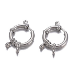 Замочек карабин №123 кольцо круглый 18*18*4,5мм цвет платины (Хирургическая сталь) 