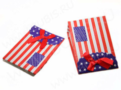 Сумочка подарочная 23 на липучке 10,5*7,5*4см полосатая бело-красная (упаковка)