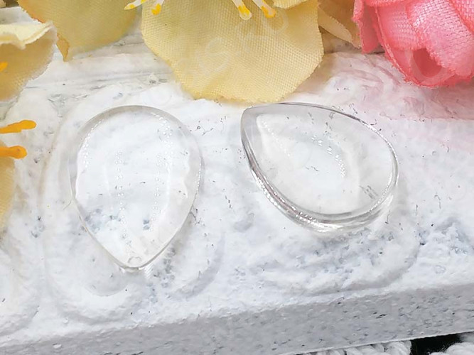 Кабошон стеклянный 11 Капля 18*13*3,5мм прозрачный (стекло)