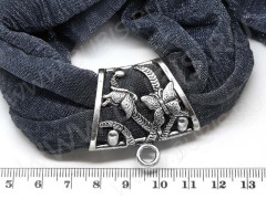 Бусина с петлёй 055 Бейл с бабочками для платка 39*37*17мм античное серебро (литьё)