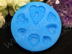 Молд 001 Сердечки 7*7*0,8см т.голубой (силикон) (инструменты для моделирования)