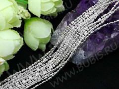 Цепочка C10 шариковая d=1,5мм и бочонки 3*1,5мм серебристая (Brass) (50см)