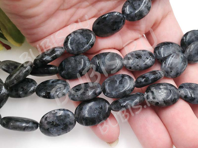 Бусина каменная Овал 38 18*13*4,5мм Ларвикит (Лабрадорит Норвежский) (камни)