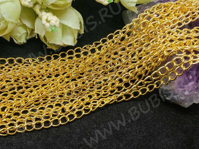 Цепочка I077 простая кручёная звено 5*3,5мм золотистая (Iron) (50см)