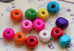 Бусины округлые цветные приплюснутые 6,5*6*5мм яркий микс (дерево) (50шт.)