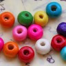 Купить Бусины округлые цветные приплюснутые 6,5*6*5мм яркий микс (дерево) (50шт.) с доставкой по России