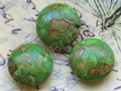 Бусина каменная Круг 04 Мозаика 14,5*14,5*8мм Турквенит зелёно-жёлтый (камни)