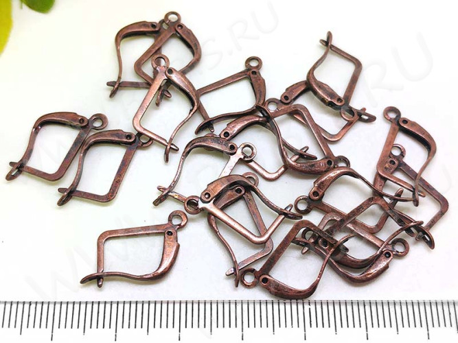 Швензы с английским замком №50 прямоугольные 18*13*2мм античная медь (Brass) (1 пара)