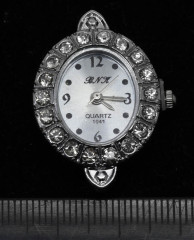 Заготовка для часов 093 овальная 31,1*24,2*7,5мм цвет платины и прозрачные стразы (часы)